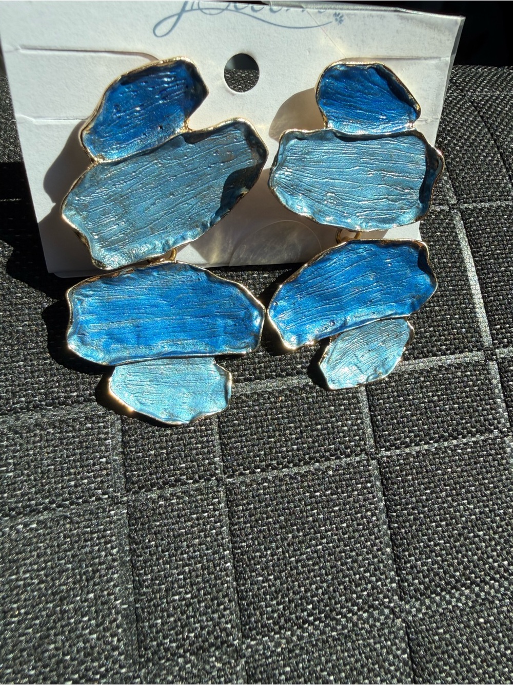 Blue Multi-Stone Cluster Statement Dangling Earrings